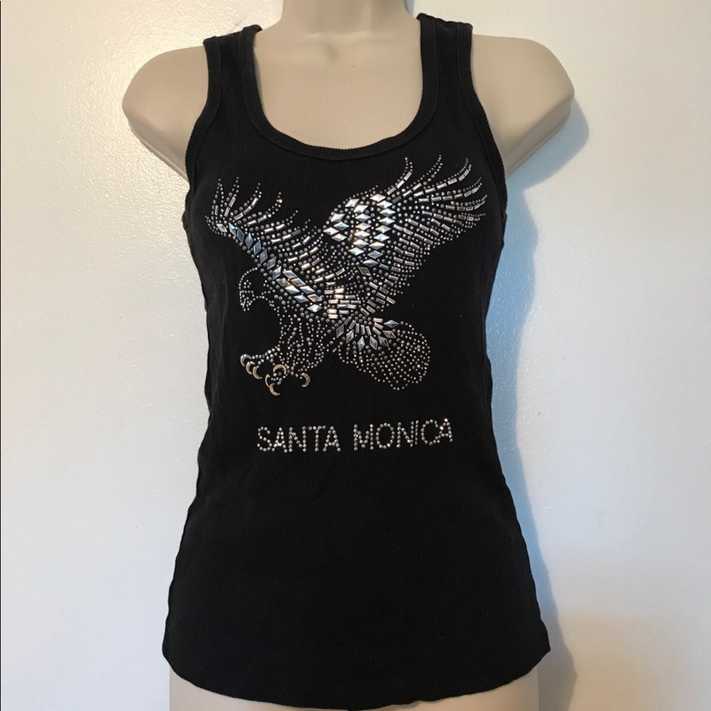 Central 25 Black Tank Top Santa Monica Studded Sz S GUC - Picture 2 of 4